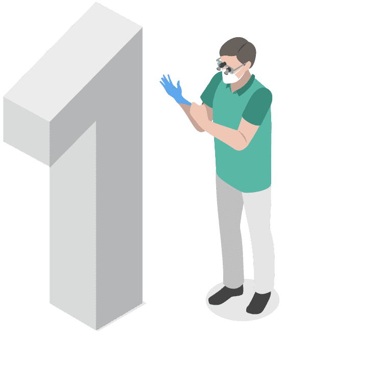 Illustration eines Zahntechnikers mit Schutzkleidung