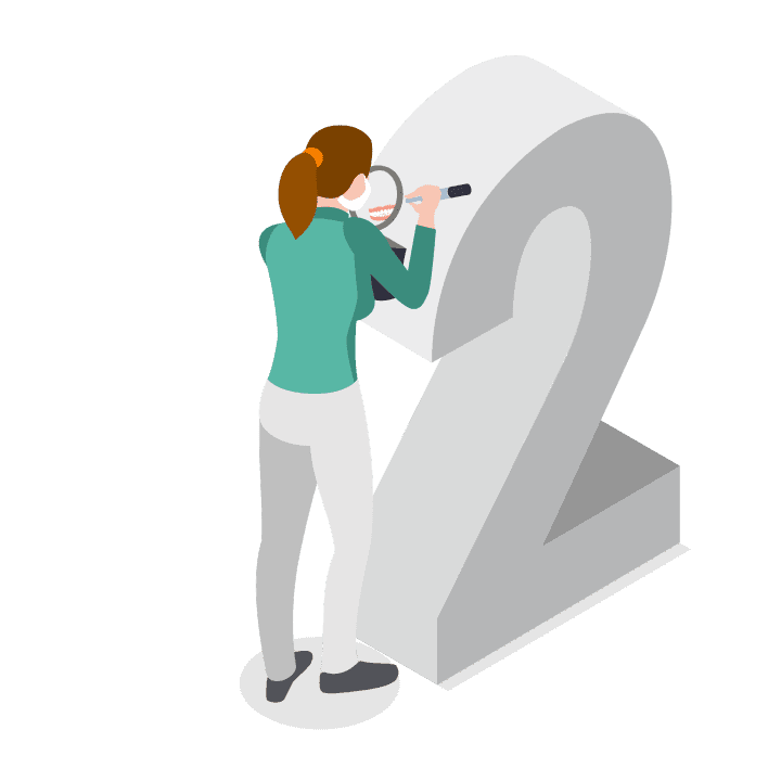 Illustration einer Zahntechnikerin bei der Arbeit